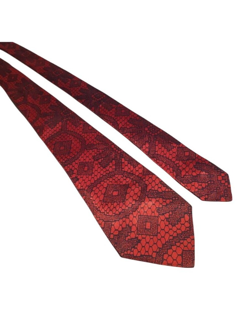 Red Black Geometric Handmade Tie Power Necktie Accessory Menswear Shiny Gift